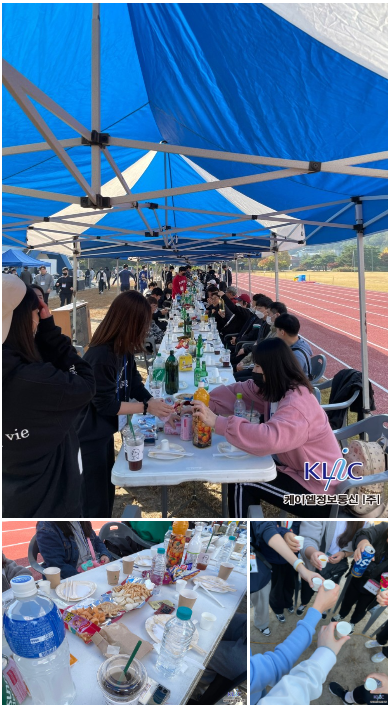 간식을 먹는 직원들의 모습