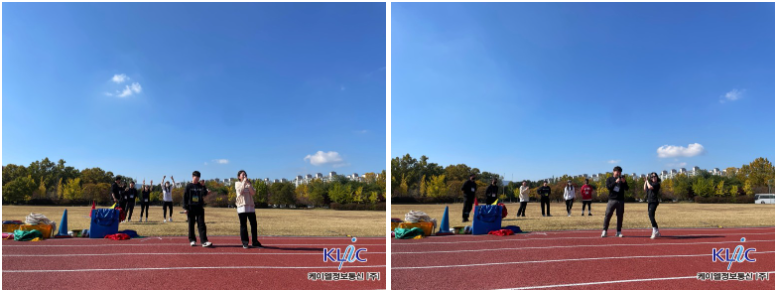 상품을 받는 직원들의 모습